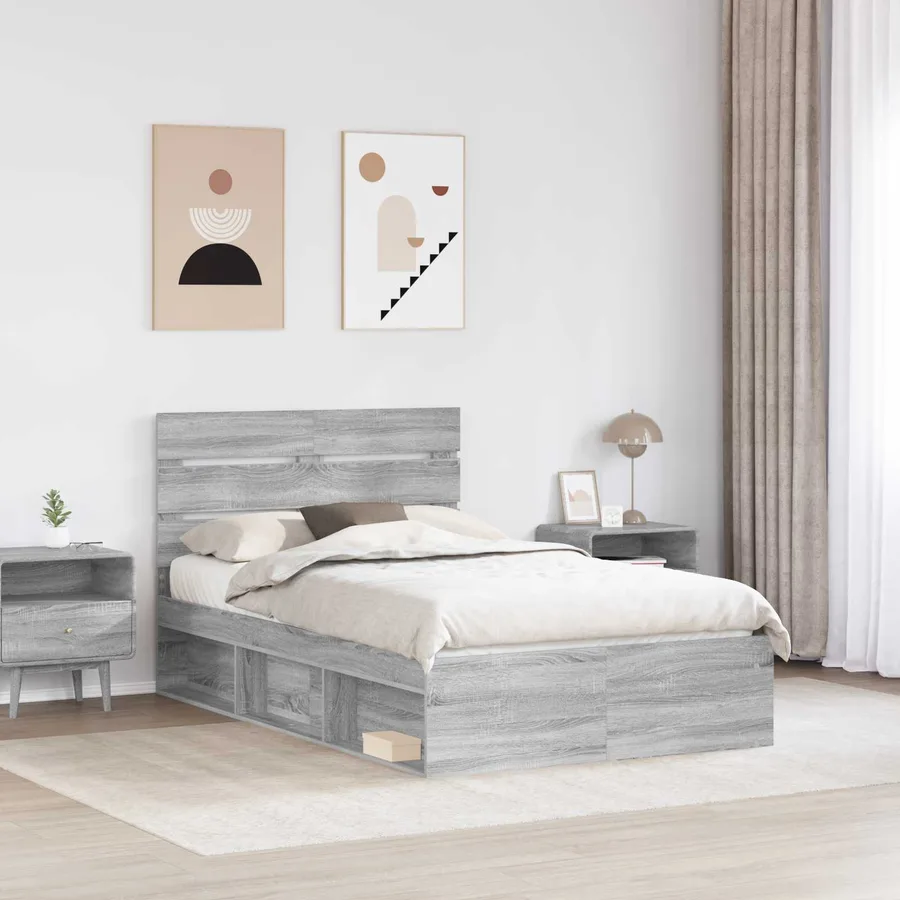 Cadre de lit Gris Sonoma 120 x 200 cm Pin massif - 3