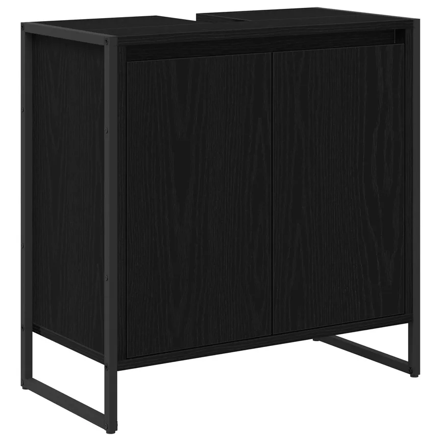 Cabinet de salle de bain avec porte Chêne noir 60 x 30 x 60 cm - 2