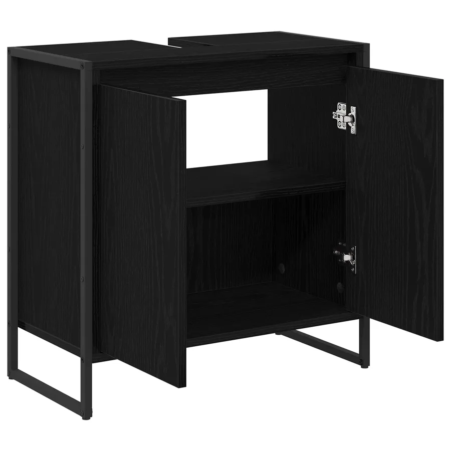 Cabinet de salle de bain avec porte Chêne noir 60 x 30 x 60 cm - 5