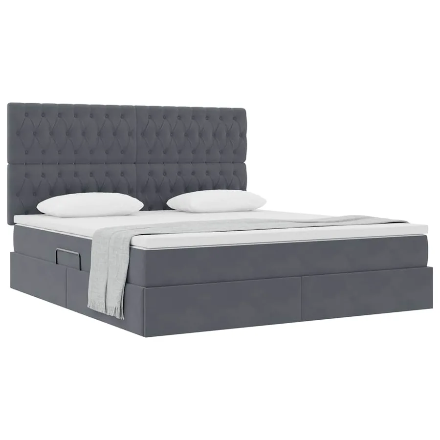 Lit avec rangement et matelas Gris foncé 180 x 200 cm Velours - 3
