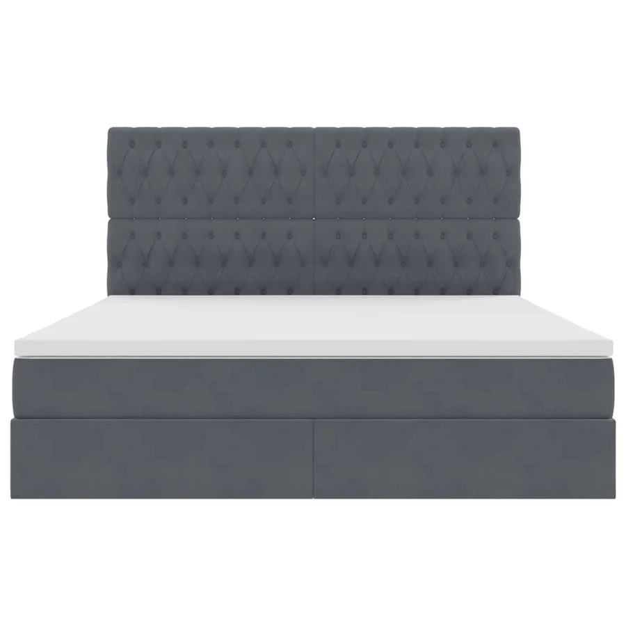 Lit avec rangement et matelas Gris foncé 180 x 200 cm Velours - 7