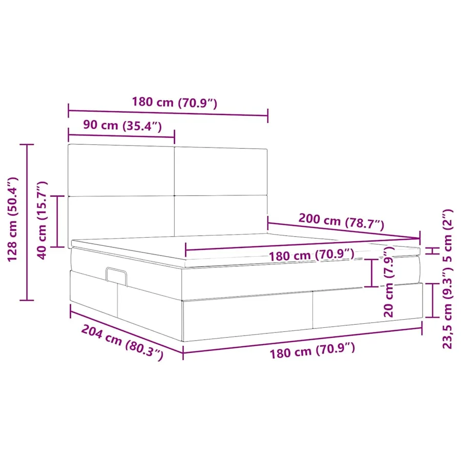 Lit de rangement LED avec matelas Gris clair 180 x 200 cm - 17