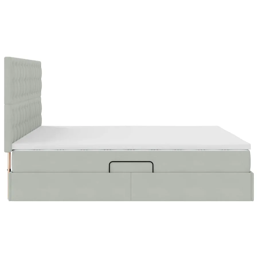 Lit avec rangement et matelas Gris clair 180 x 200 cm Velours - 8