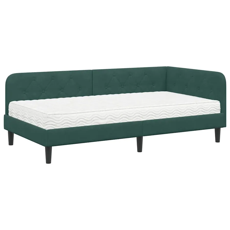 Cadre de lit d'angle Vert foncé 90 x 200 cm Velours - 2