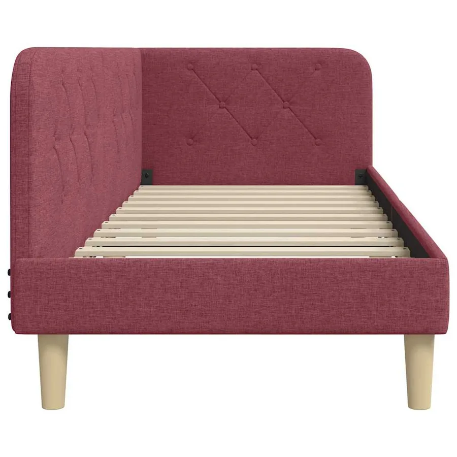Cadre de lit d'angle Bordeaux 80 x 200 cm tissu - 6