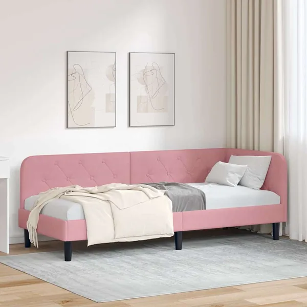 Cadre de lit d'angle Rose 80 x 200 cm Velours