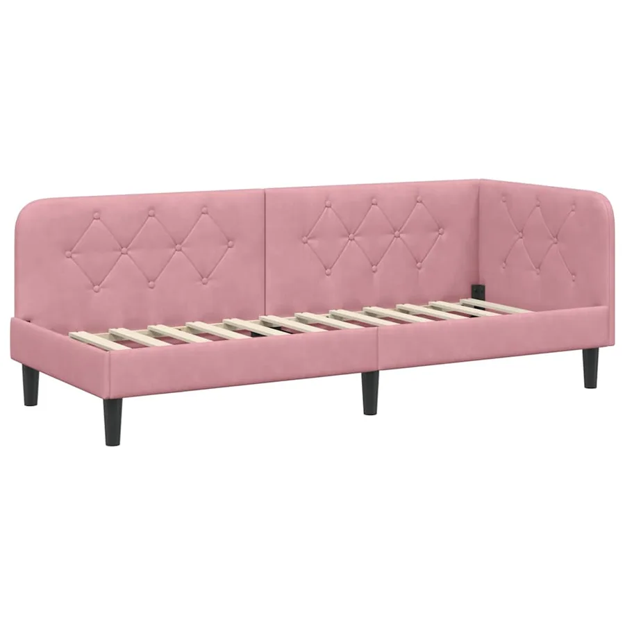 Cadre de lit d'angle Rose 80 x 200 cm Velours - 2
