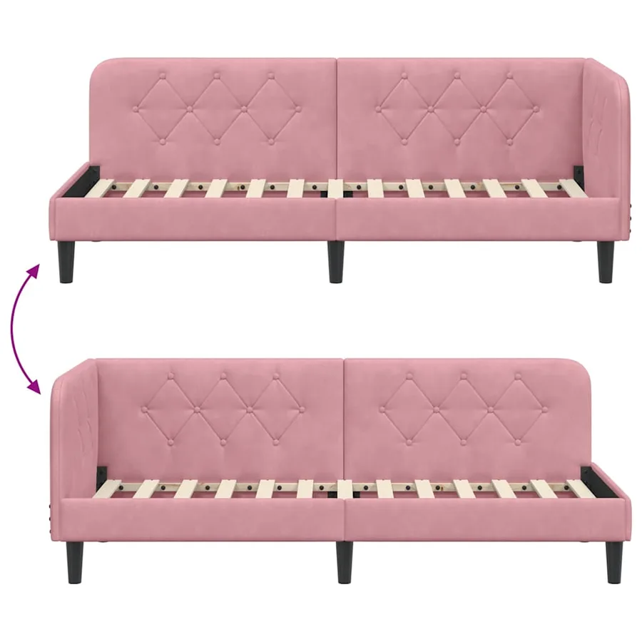 Cadre de lit d'angle Rose 80 x 200 cm Velours - 9