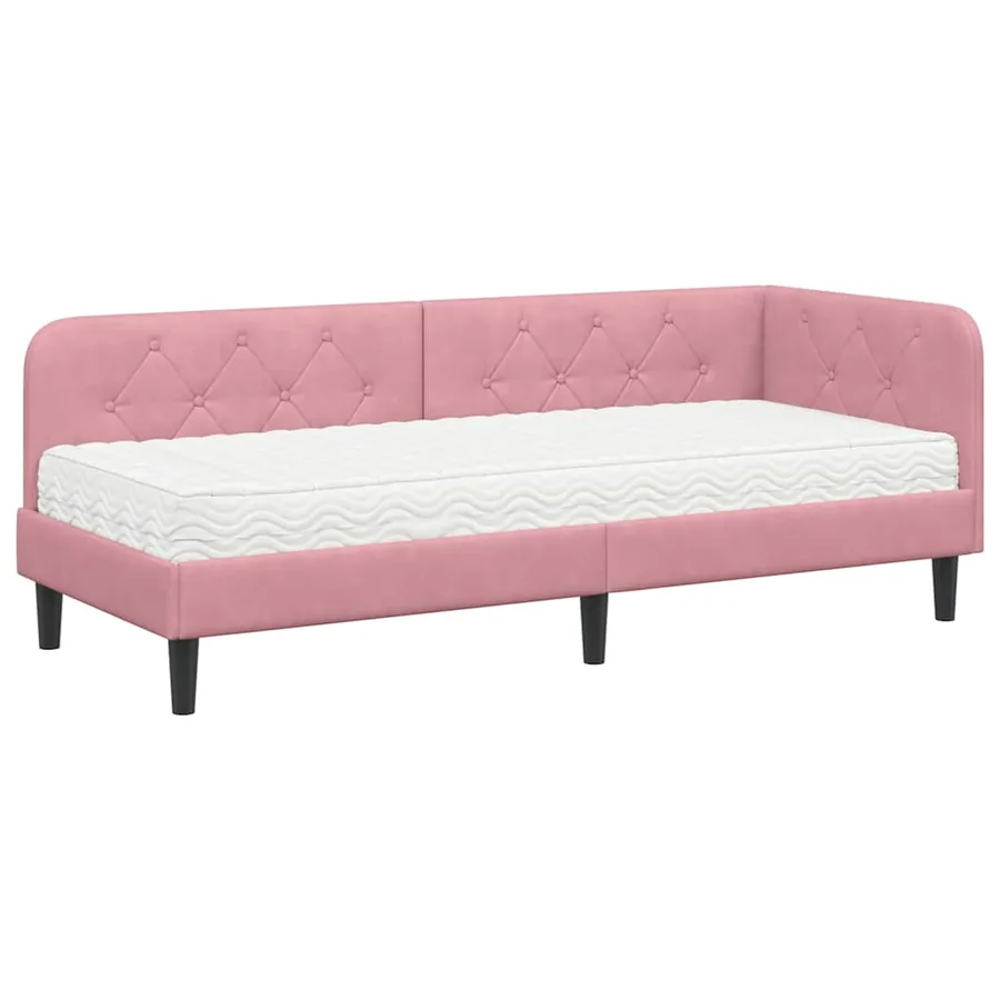 Cadre de lit d'angle Rose 80 x 200 cm Velours - 2