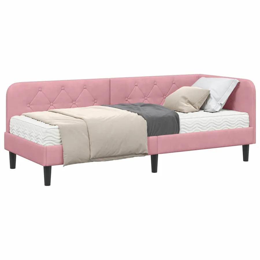 Cadre de lit d'angle Rose 80 x 200 cm Velours - 3