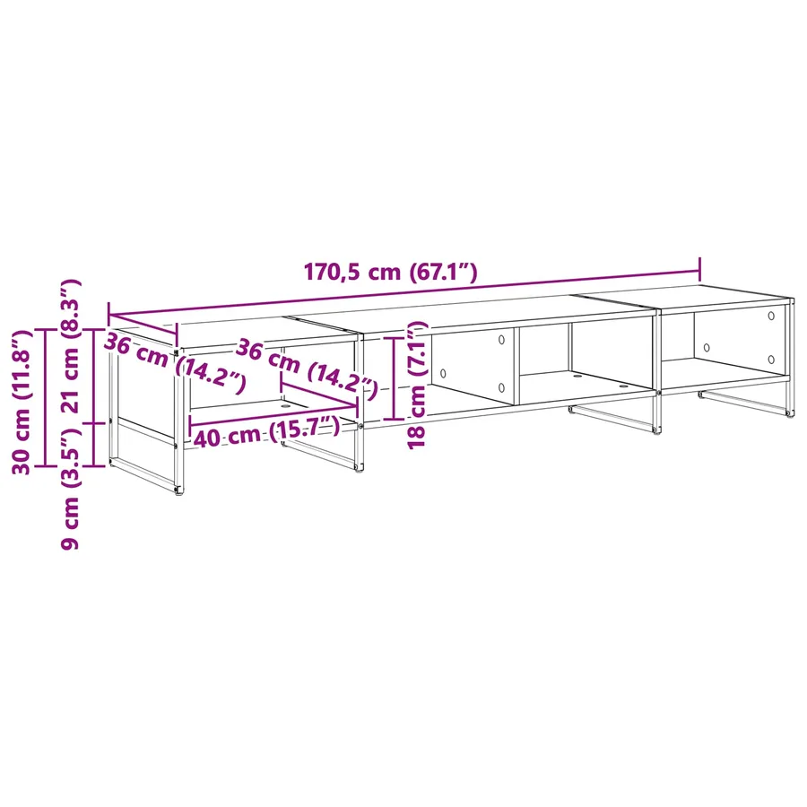Meuble TV Sonoma 170,5 x 36 x 30,5 cm Bois d'ingénierie - 11