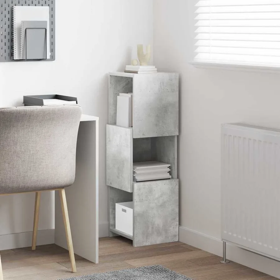 Meuble d'angle Gris béton 30,5x30x95cm Bois d'ingénierie - 4