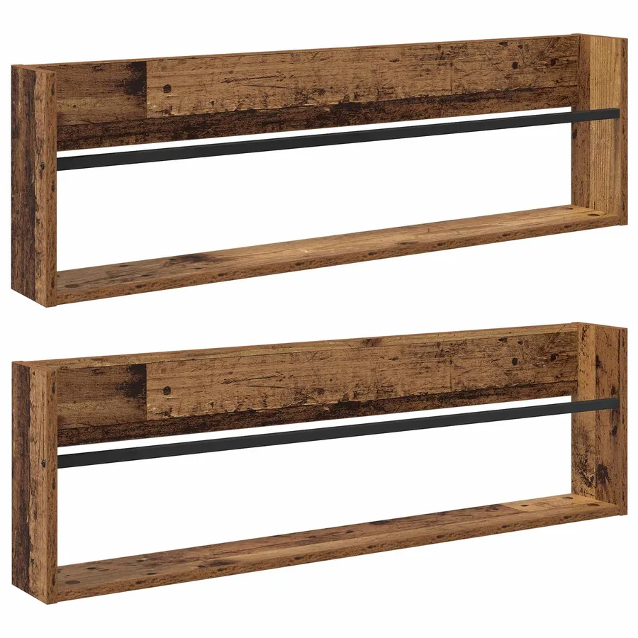 Étagère à magazines 2 pcs Bois ancien 100 x 12 x 30 cm - 2