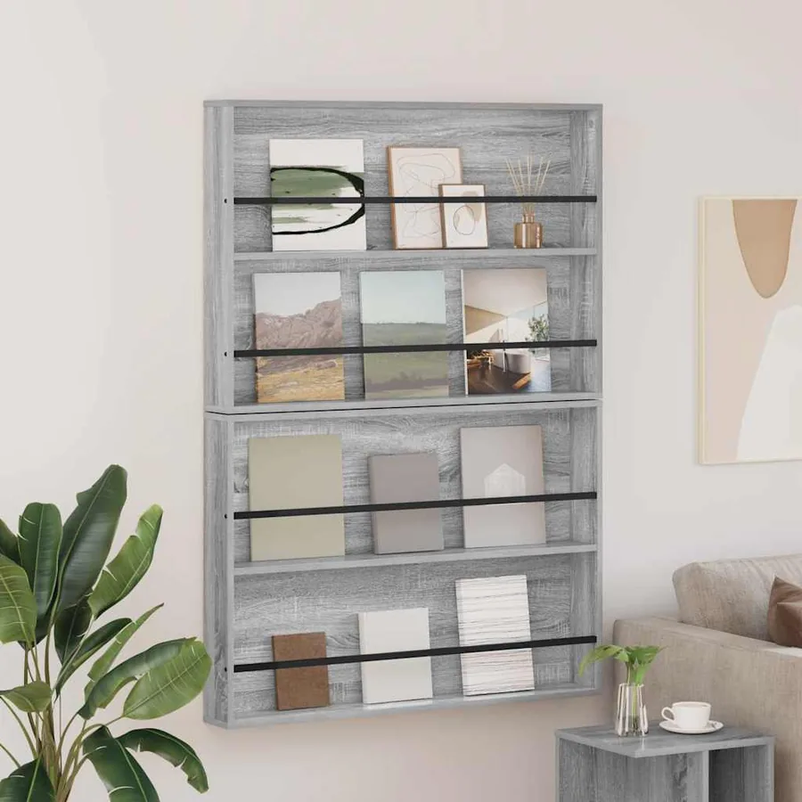 Étagère à magazines 2 pcs Gris Sonoma 100 x 12 x 70 cm