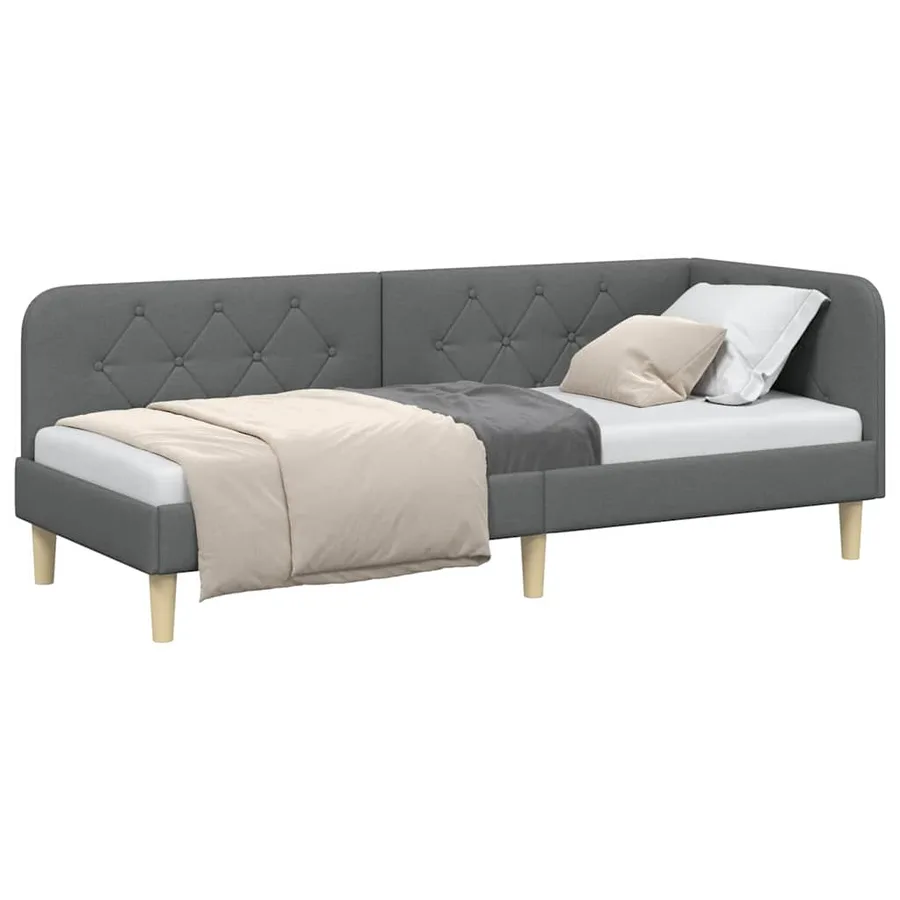 Cadre de lit d'angle Gris foncé 80 x 200 cm tissu - 3