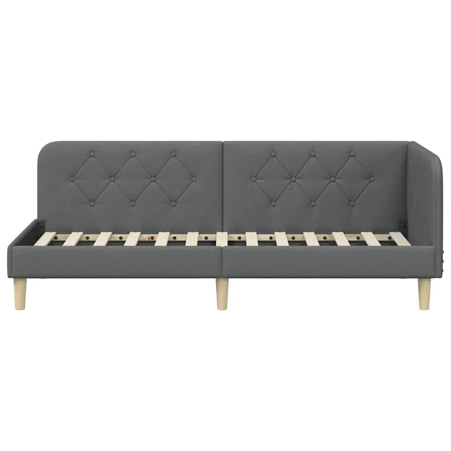 Cadre de lit d'angle Gris foncé 80 x 200 cm tissu - 5