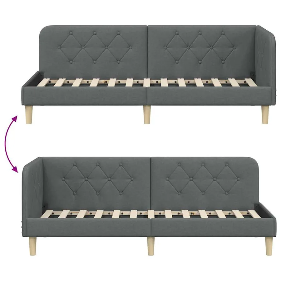 Cadre de lit d'angle Gris foncé 80 x 200 cm tissu - 9