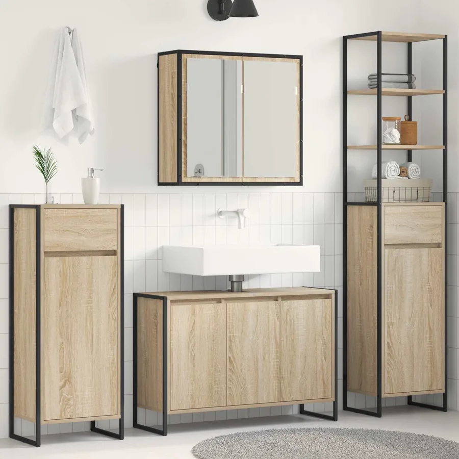 Ensemble de mobilier de salle de bain avec tiroir Chêne Sonoma
