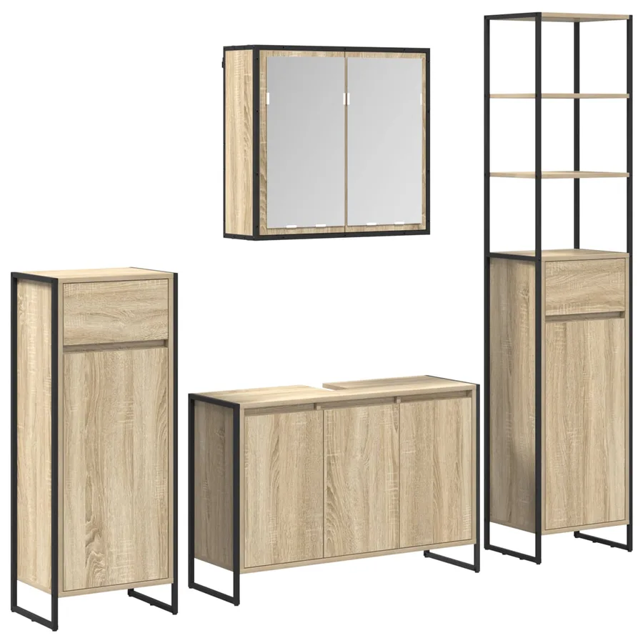Ensemble de mobilier de salle de bain avec tiroir Chêne Sonoma - 2