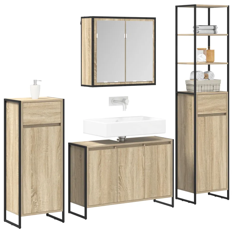Ensemble de mobilier de salle de bain avec tiroir Chêne Sonoma - 3