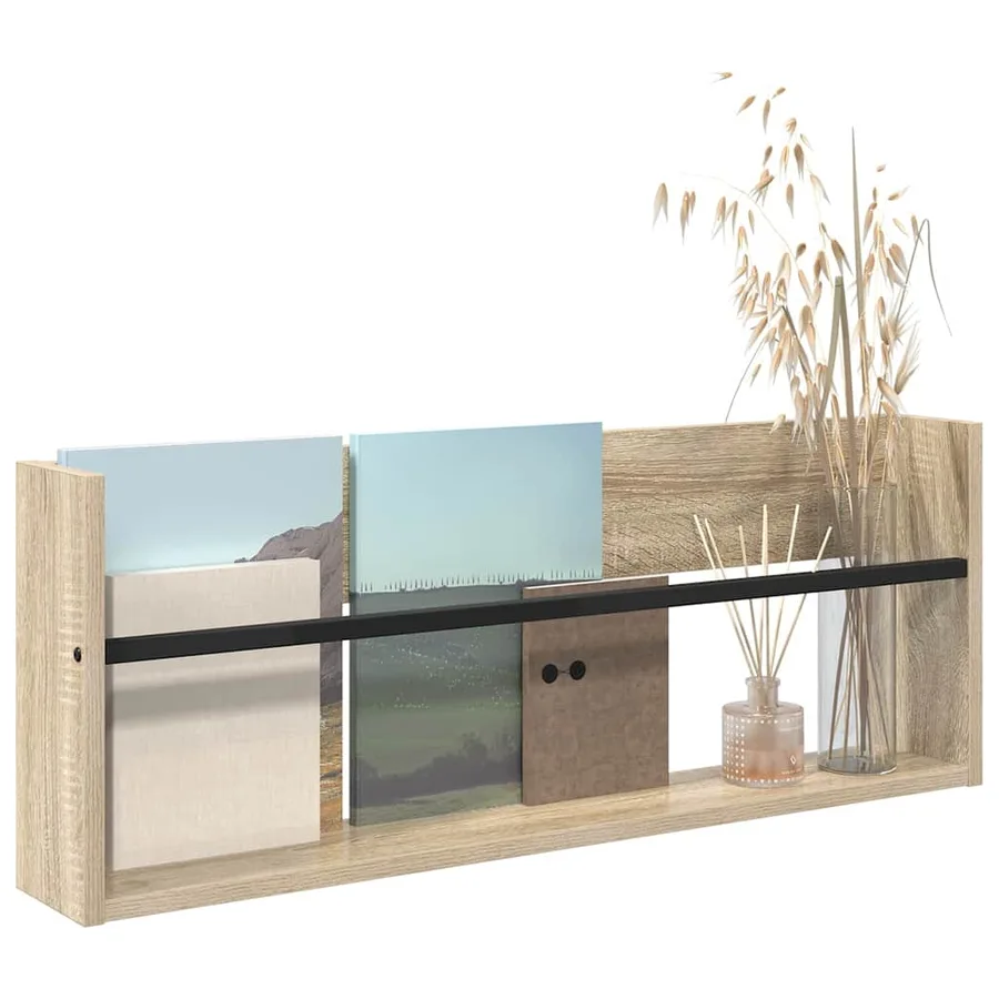 Étagère à magazines avec étagère Chêne Sonoma 80 x 12 x 30 cm - 3