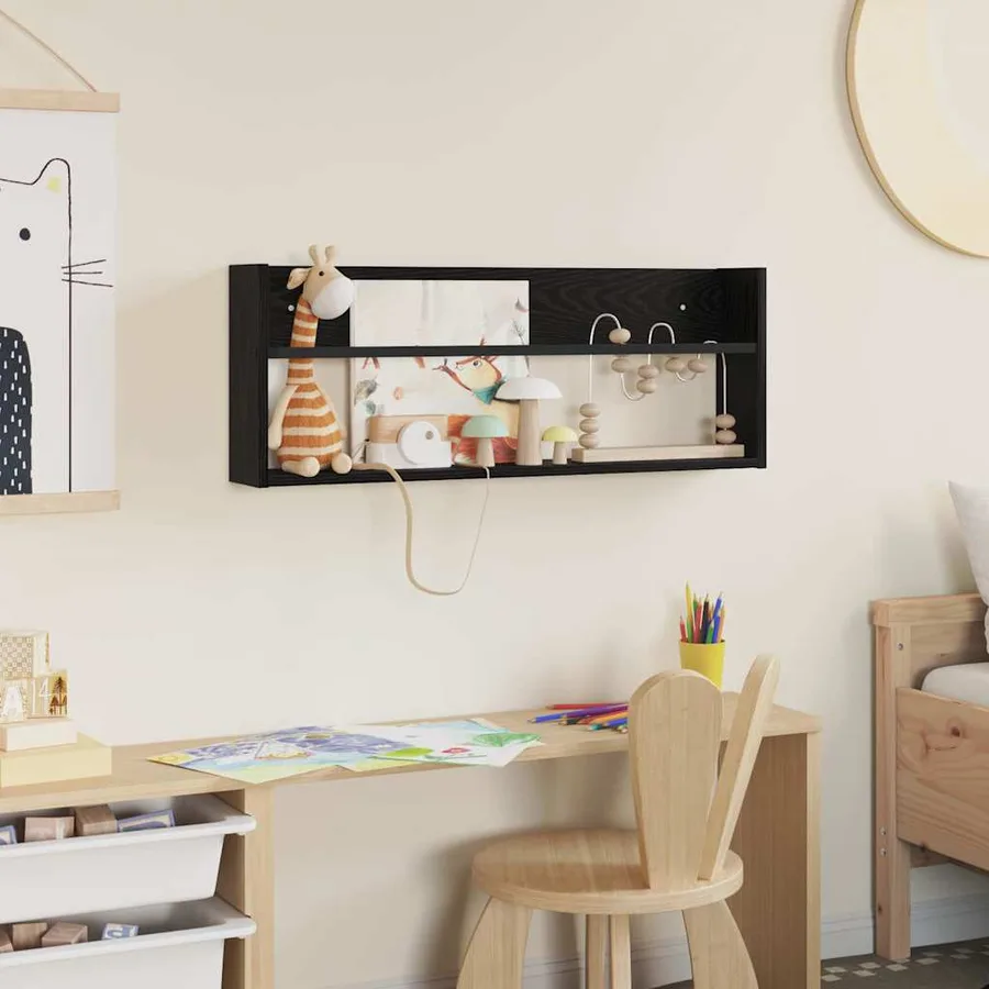 Étagère à magazines avec étagère Chêne noir 80 x 12 x 30 cm - 4