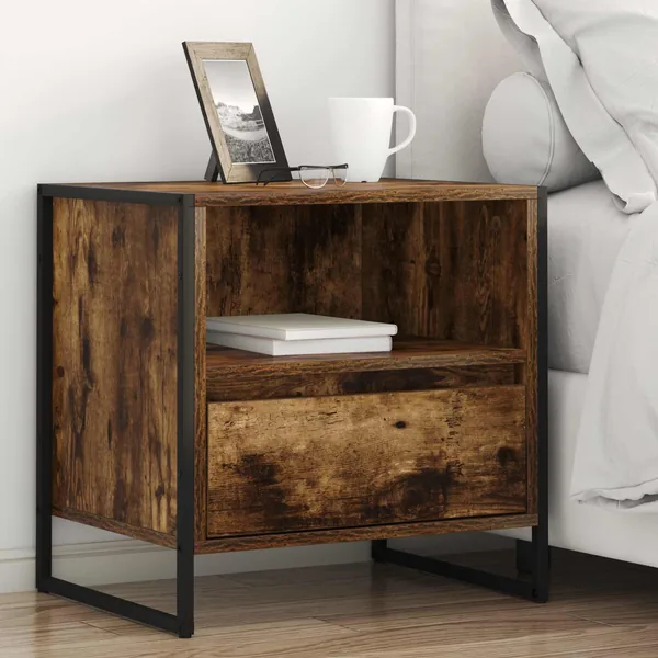 Table de chevet Chêne Fumé 50 x 39,5 x 50 cm Bois d'ingénierie