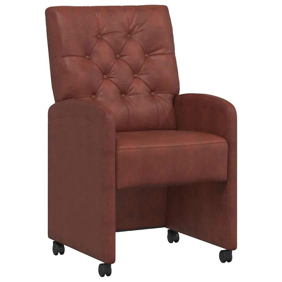 Chaises de Salle à Manger avec Roues 2 pcs Marron brillant - 2