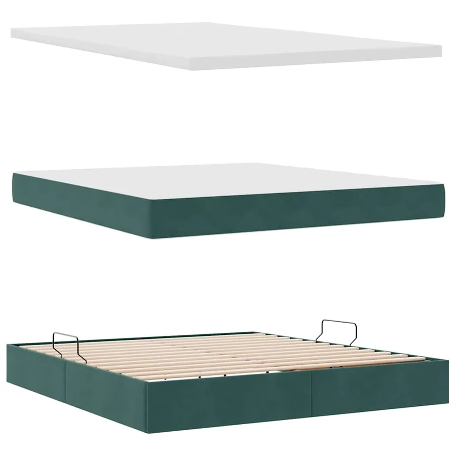 Lit de rangement LED avec matelas Vert foncé 180 x 200 cm - 9