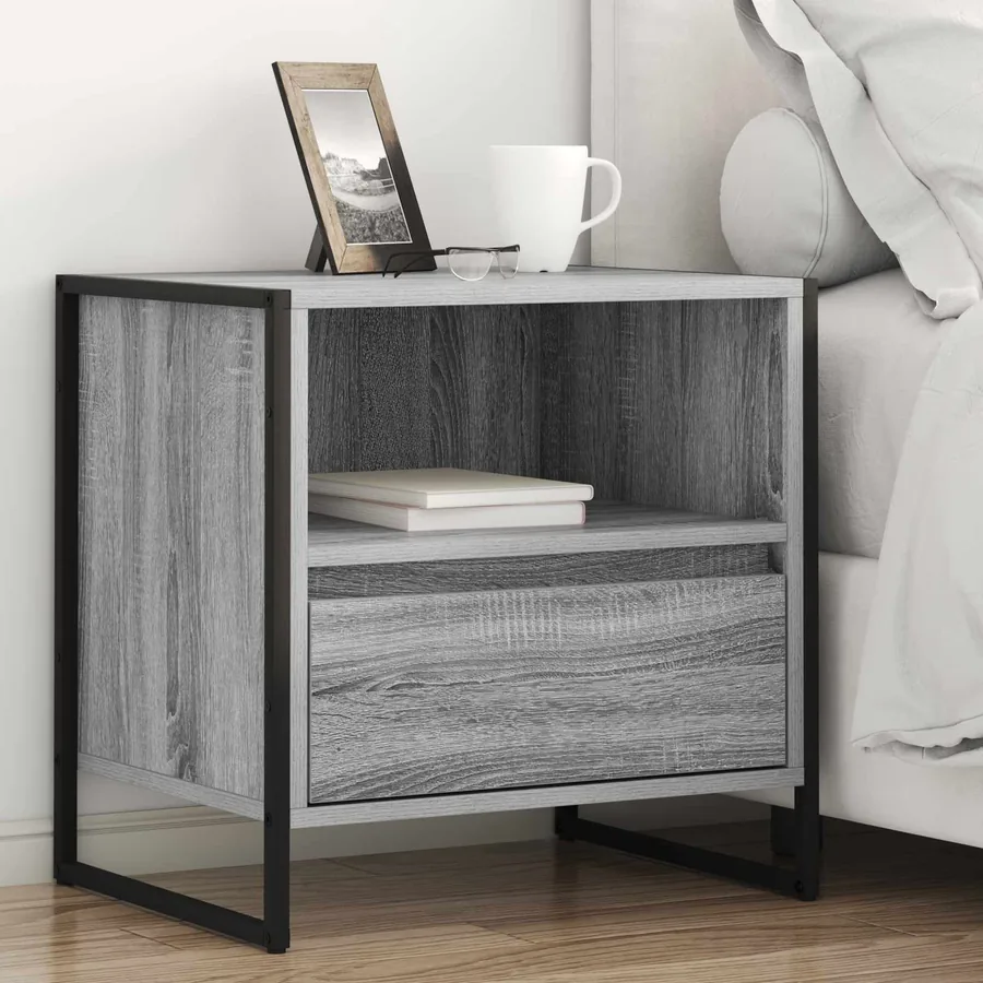 Table de chevet Gris Sonoma 50 x 39,5 x 50 cm Bois d'ingénierie