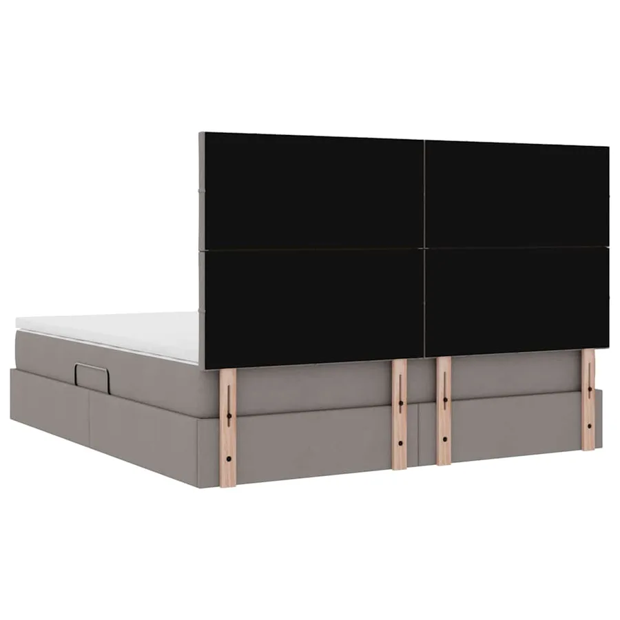 Lit avec rangement et matelas Taupe 180 x 200 cm tissu - 11