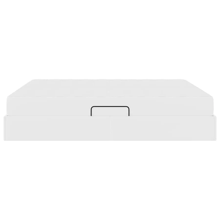 Lit avec rangement et matelas avec matelas 2 pcs Blanc Cuir - 9