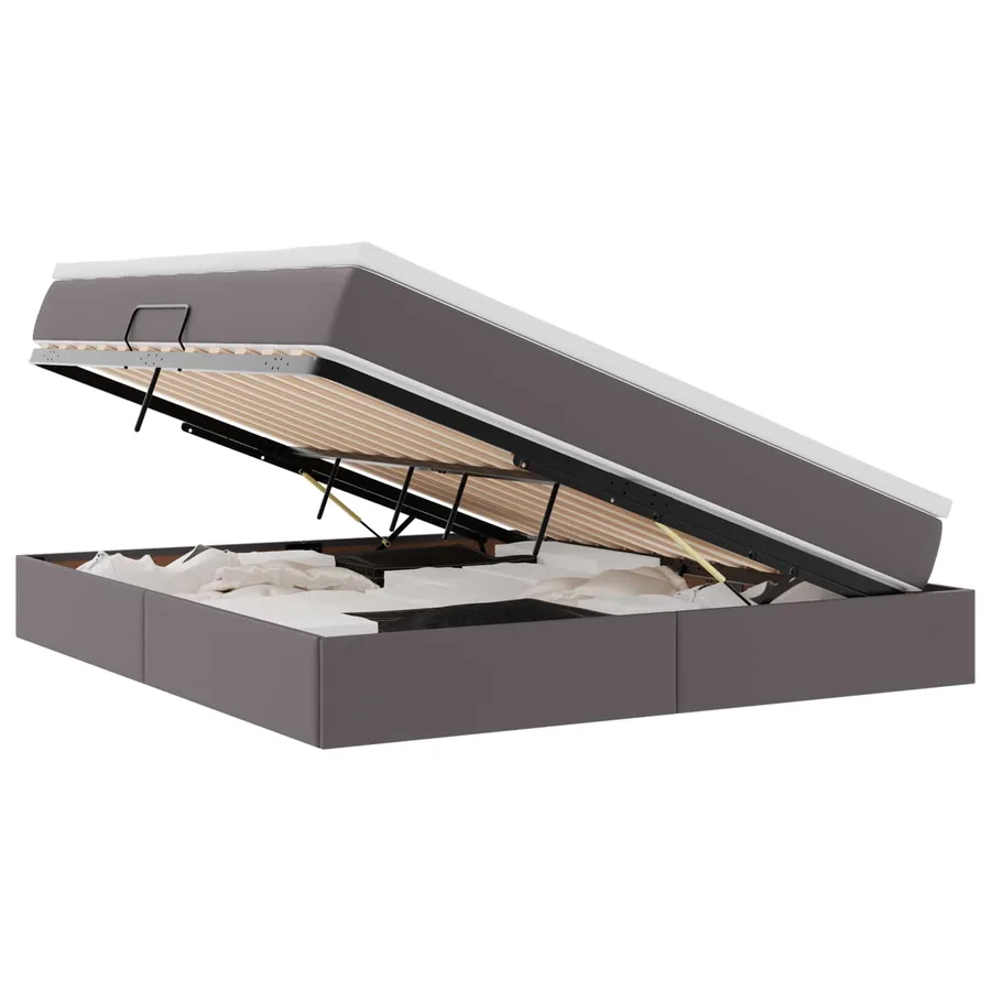 Lit avec rangement et matelas Gris 180 x 200 cm Simili cuir - 2