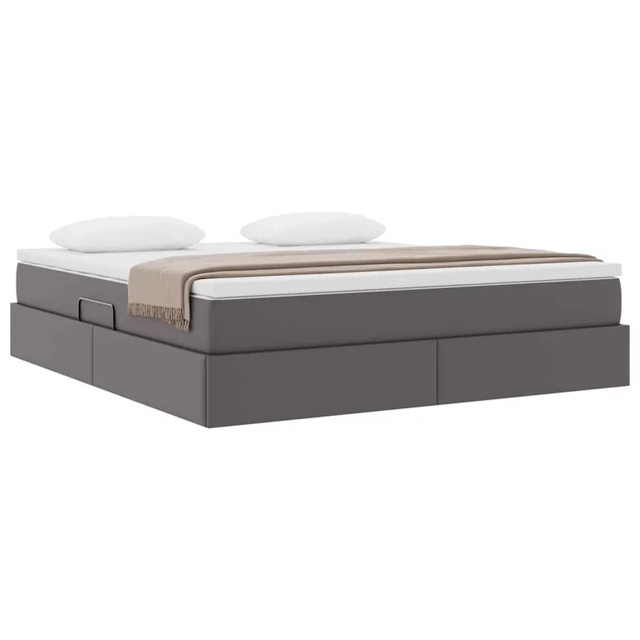 Lit avec rangement et matelas Gris 180 x 200 cm Simili cuir - 3