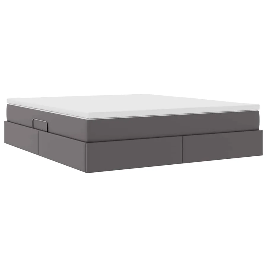 Lit avec rangement et matelas Gris 180 x 200 cm Simili cuir - 5