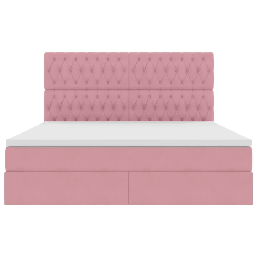 Lit avec rangement et matelas Rose 180 x 200 cm Velours - 7