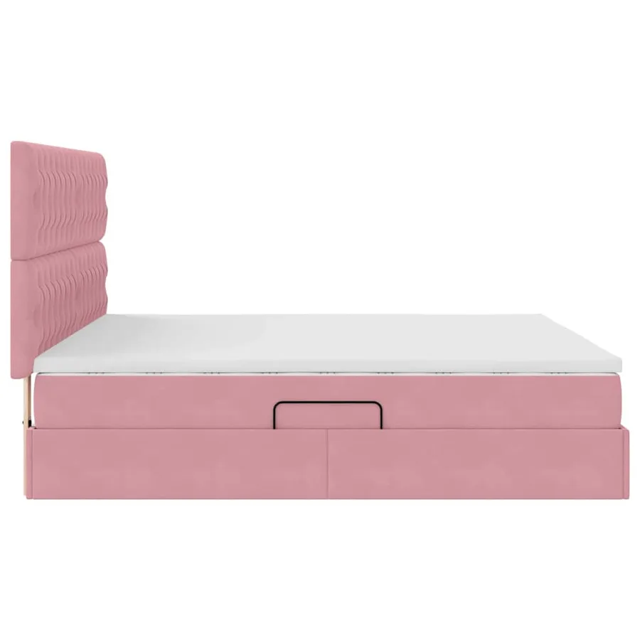 Lit avec rangement et matelas Rose 180 x 200 cm Velours - 8