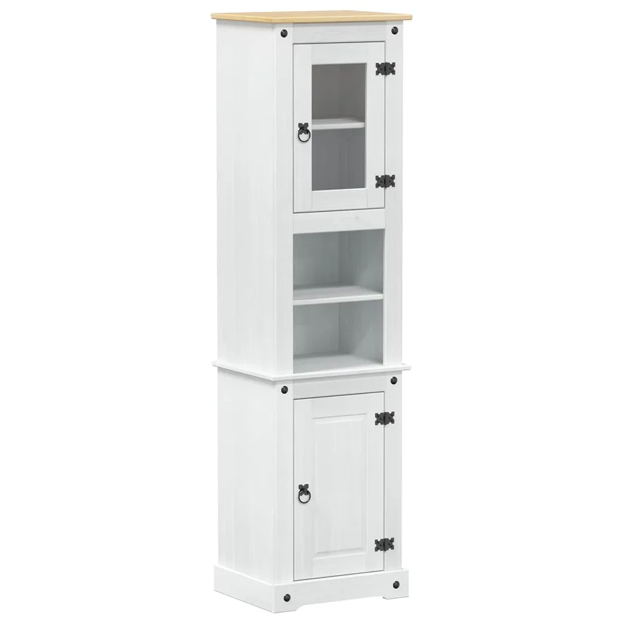Cabinet de salle de bain Blanc 50 x 40 x 185 cm Pin massif - 2