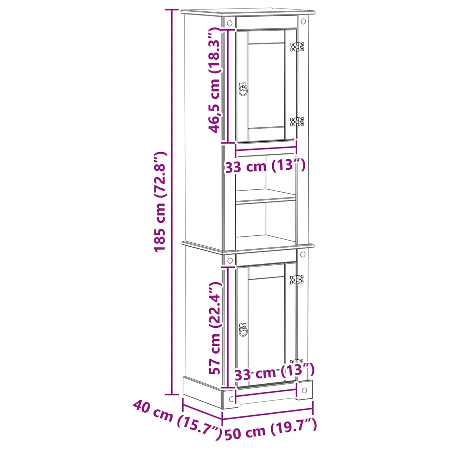 Cabinet de salle de bain Blanc 50 x 40 x 185 cm Pin massif - 9