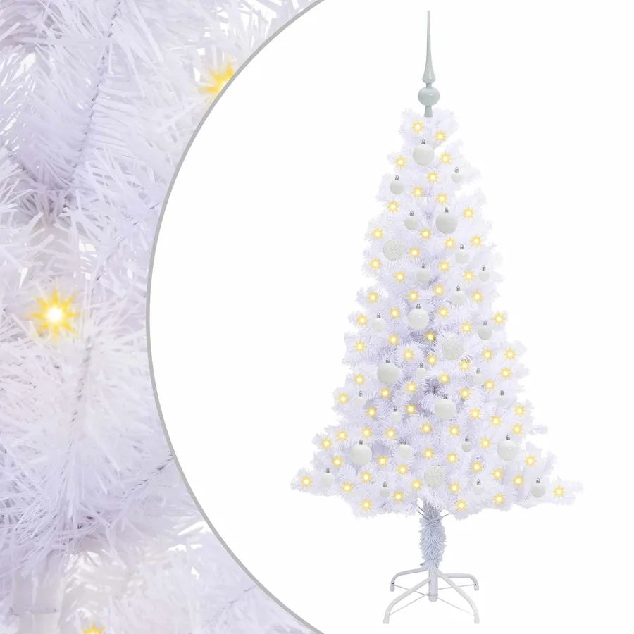 Sapin de Noël artificiel avec 150 LED Blanc 150 cm PVC et Acier - 2