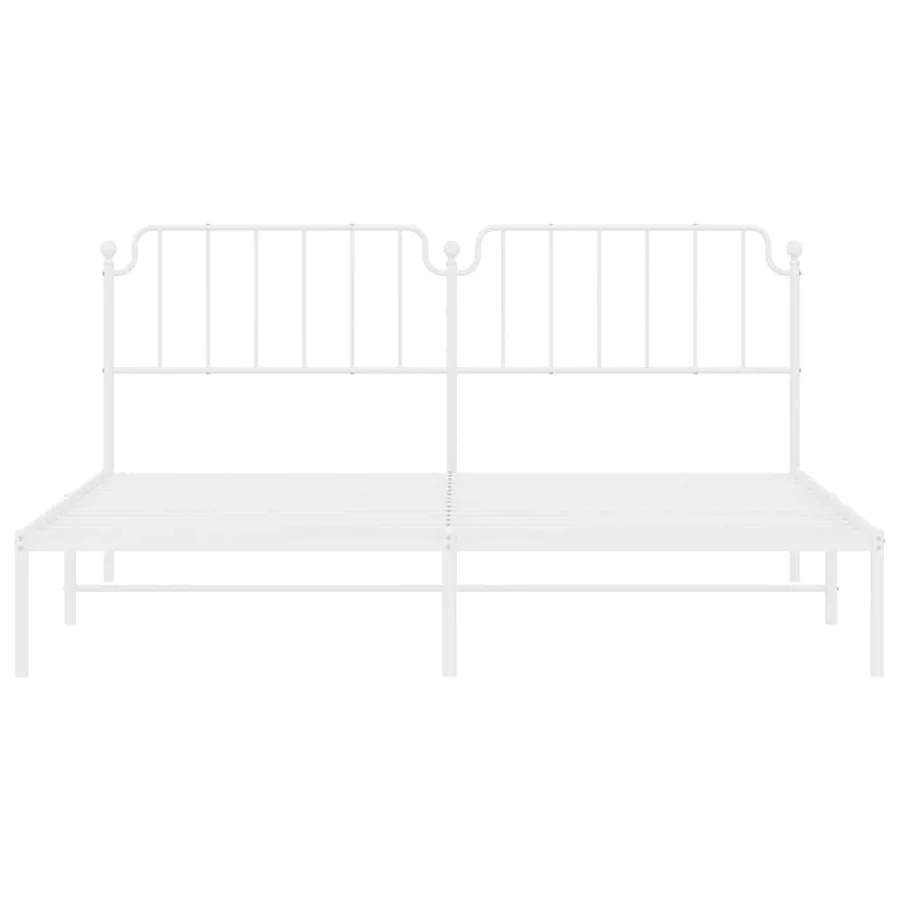 Cadre de lit métal sans matelas et tête de lit blanc 193x203 cm - 6