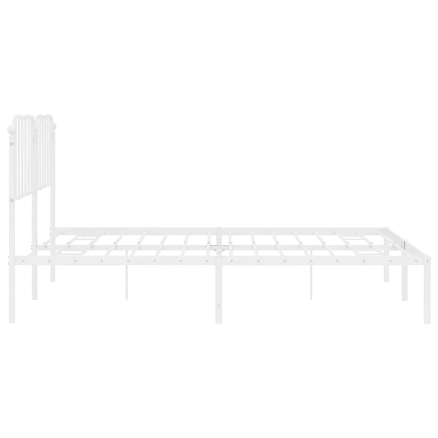 Cadre de lit métal sans matelas et tête de lit blanc 193x203 cm - 7