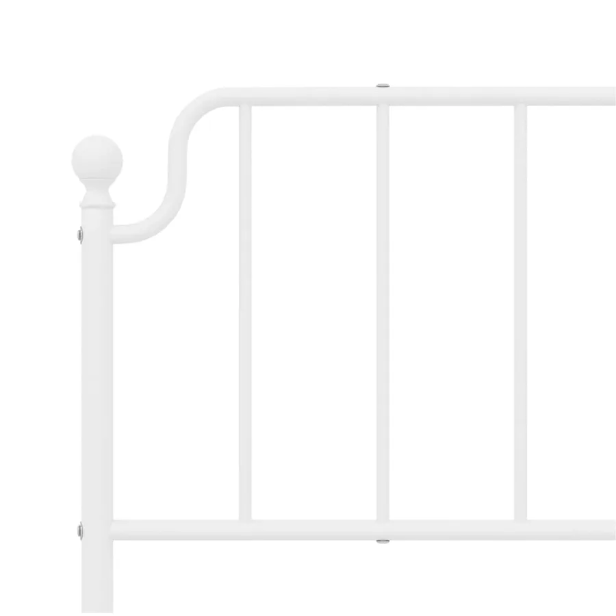 Cadre de lit métal sans matelas et tête de lit blanc 193x203 cm - 9