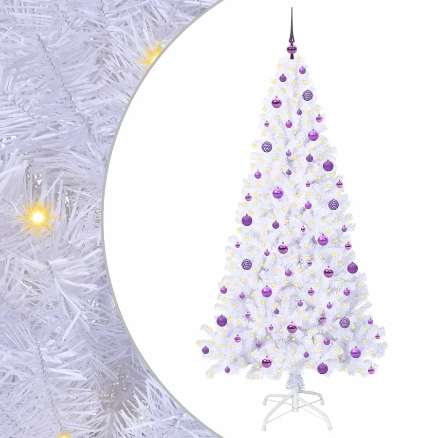 Sapin de Noël artificiel avec 300 LED Blanc 210 cm PVC et Acier - 2