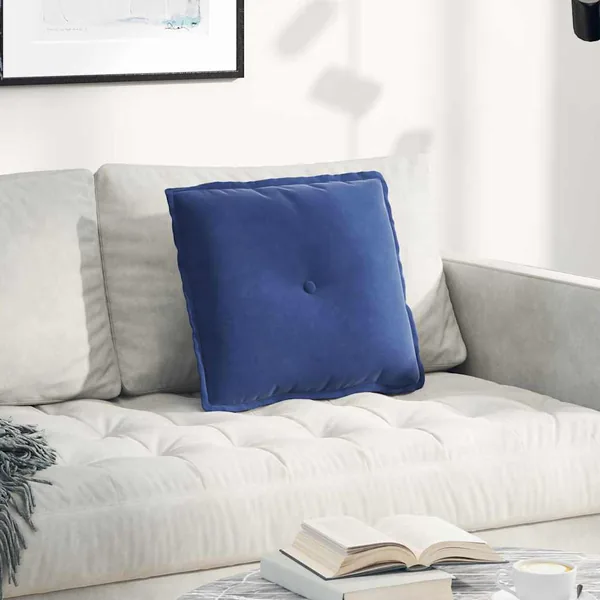 Coussin de Dos Bleu police 50 x 45 cm Tissu en velours côtelé