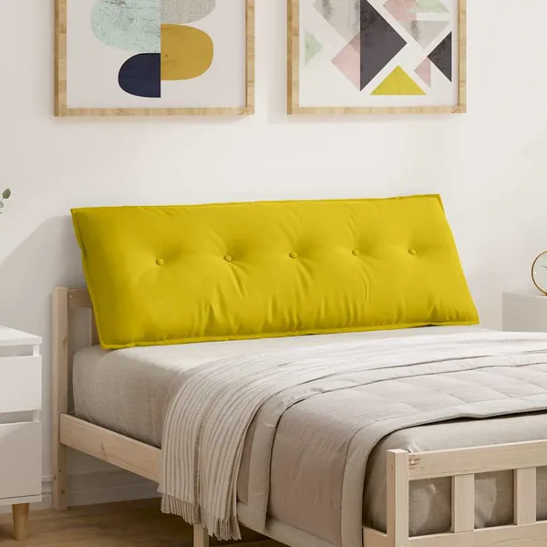 Coussin de Dos Jaune 140 x 50 cm Tissu en velours côtelé
