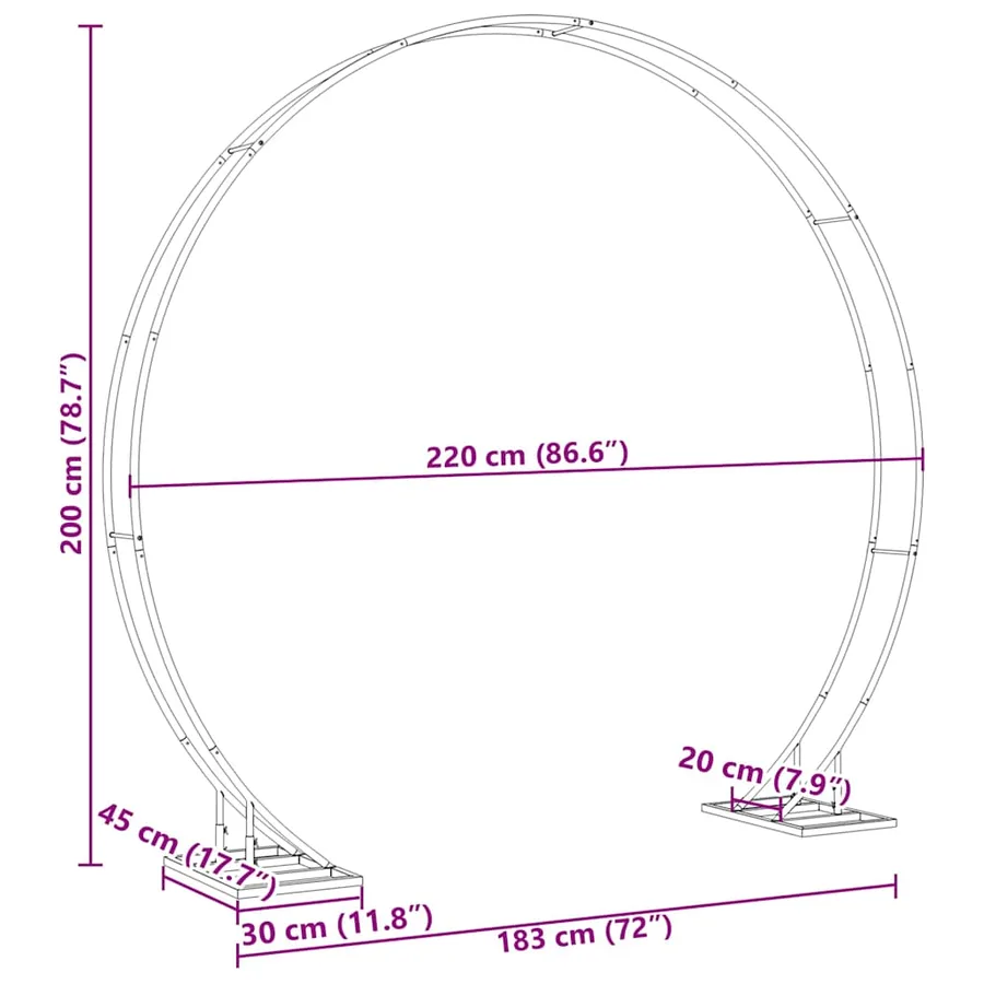Arche de mariage Blanc 220 x 45 x 200 cm Acier - 9