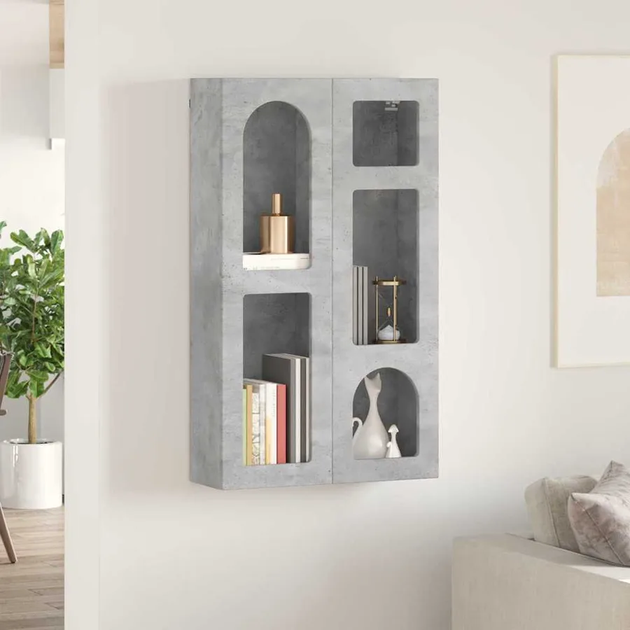 Armoire suspendue avec étagère ELST Gris béton 59 x 20 x 100 cm - 4