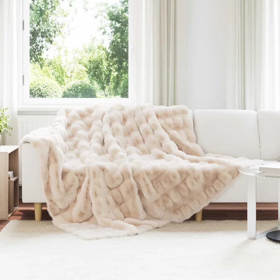 Couverture antidérapante en fausse de lapin Olite 4 pcs Beige