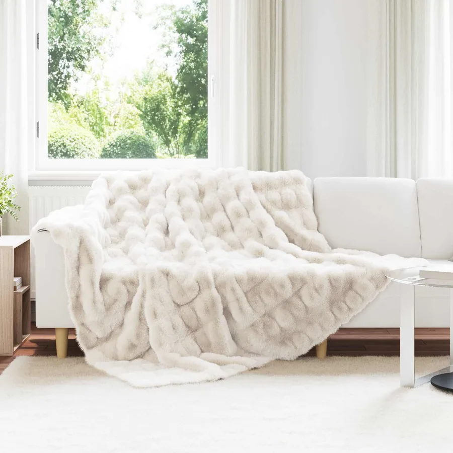 Couverture antidérapante en fausse de lapin Olite 4 pcs Blanc